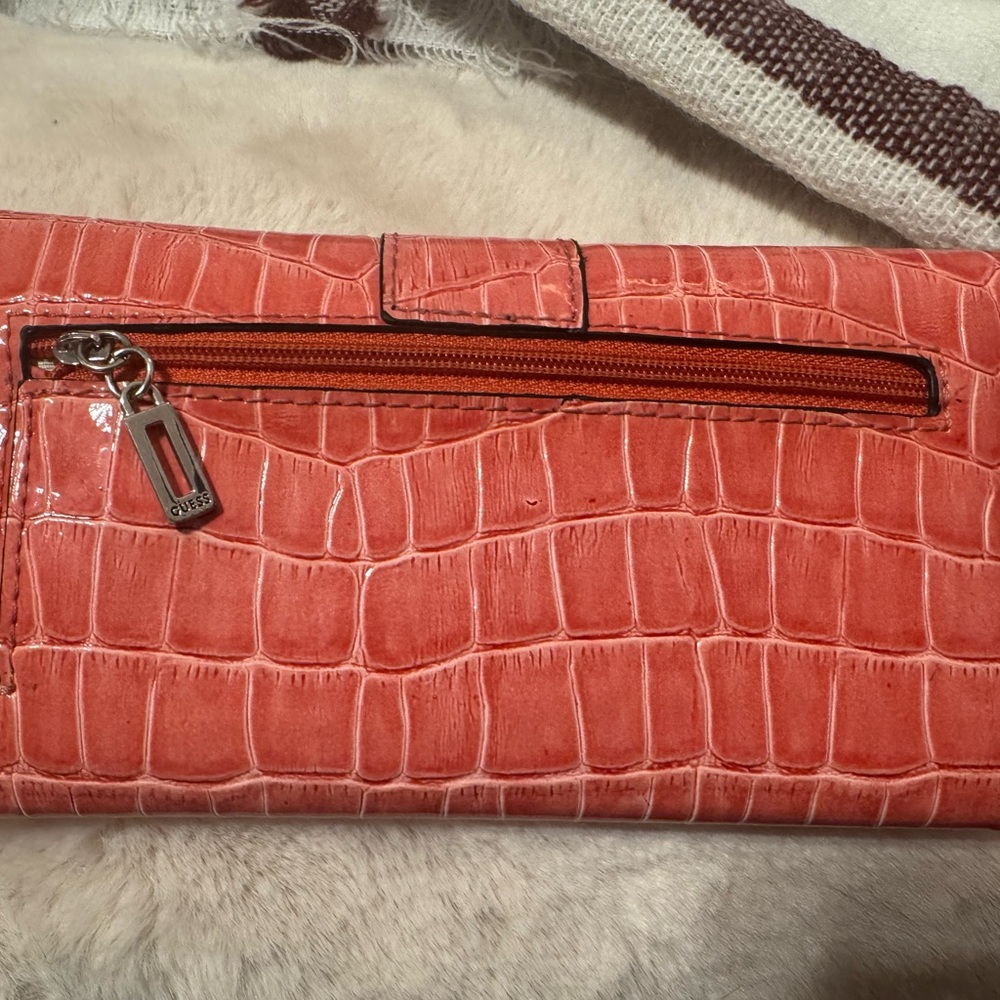 Guess Coral Crocodile Embossed Women's Clutch